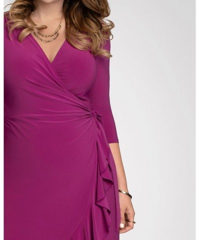 Women's Plus Size Whimsy Wrap Dress Blue $52.92 Dresses