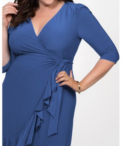 Women's Plus Size Whimsy Wrap Dress Blue $52.92 Dresses