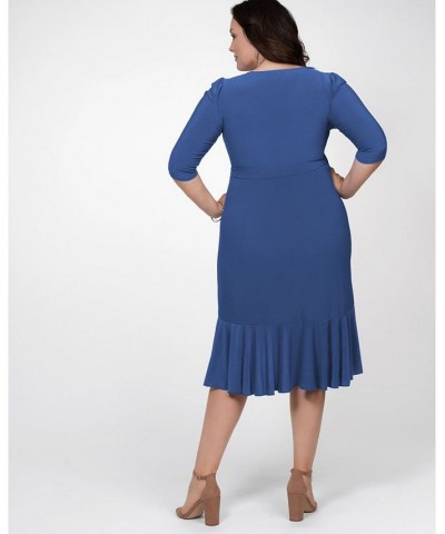 Women's Plus Size Whimsy Wrap Dress Blue $52.92 Dresses