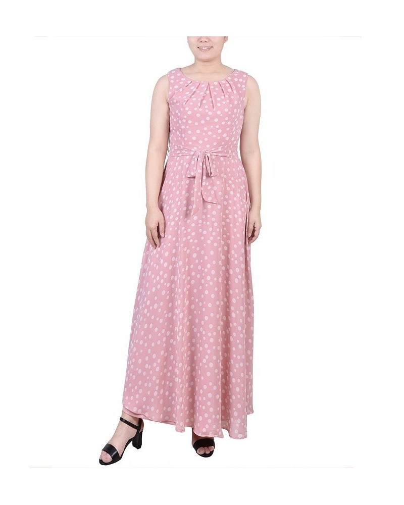 Petite Sleeveless Belted Chiffon Maxi Dress Pink Busydot $13.02 Dresses