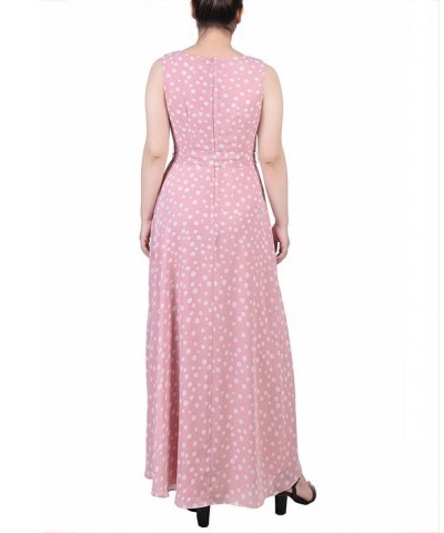 Petite Sleeveless Belted Chiffon Maxi Dress Pink Busydot $13.02 Dresses