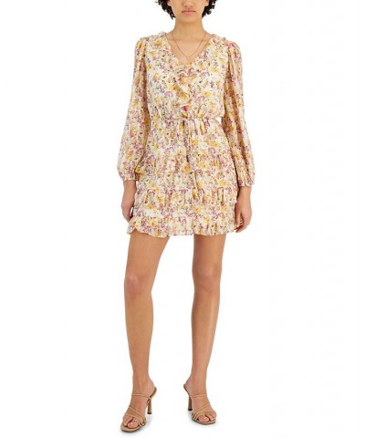 Women's Jessica Ruffle Mini Dress Yellow Floral $39.27 Dresses