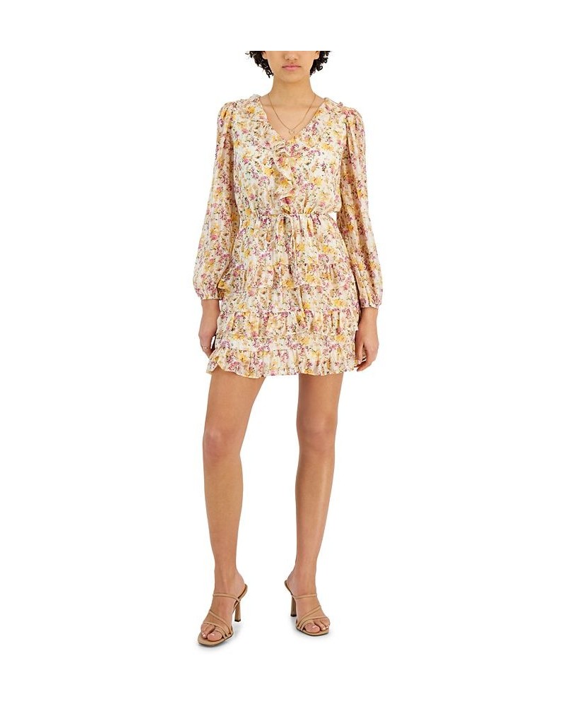 Women's Jessica Ruffle Mini Dress Yellow Floral $39.27 Dresses