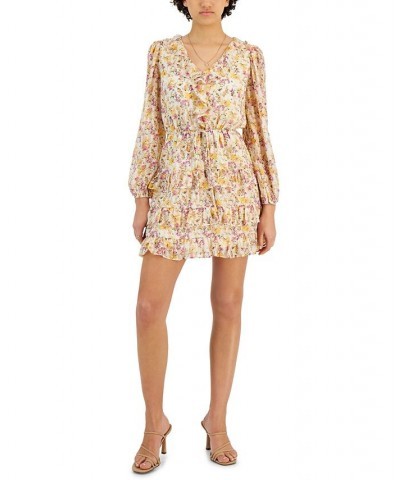 Women's Jessica Ruffle Mini Dress Yellow Floral $39.27 Dresses