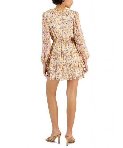 Women's Jessica Ruffle Mini Dress Yellow Floral $39.27 Dresses