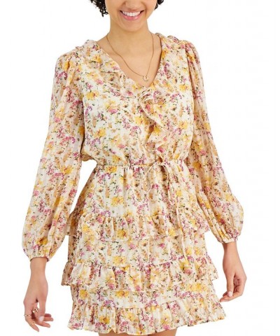 Women's Jessica Ruffle Mini Dress Yellow Floral $39.27 Dresses