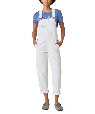 Women's Cotton Denim Relaxed Overalls Spring White $42.51 Pants