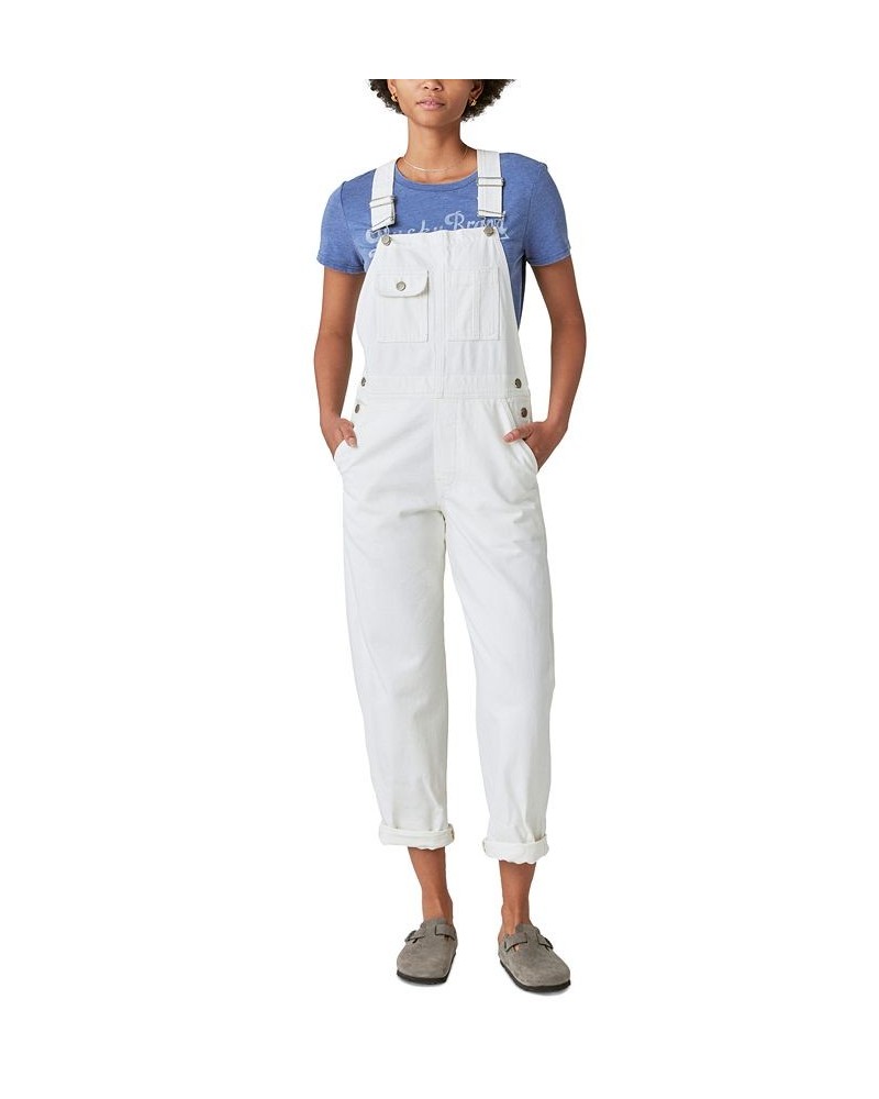 Women's Cotton Denim Relaxed Overalls Spring White $42.51 Pants