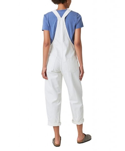 Women's Cotton Denim Relaxed Overalls Spring White $42.51 Pants