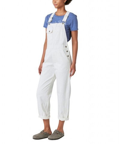 Women's Cotton Denim Relaxed Overalls Spring White $42.51 Pants