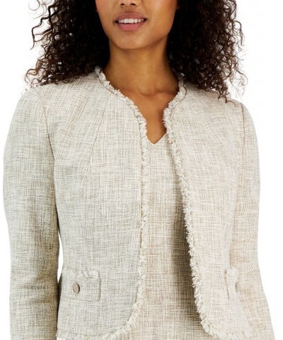 Women's Fringed Open-Front Tweed Tulip Jacket Anne White/ Bisqueware $41.36 Jackets