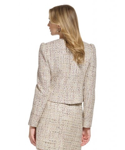 Women's X-Fit Cropped Tweed Blazer Cream Multi $51.69 Jackets