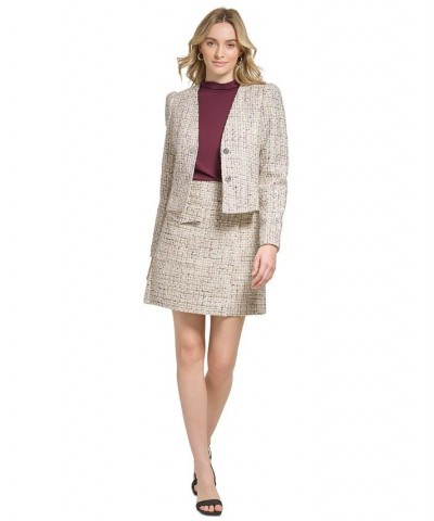 Women's X-Fit Cropped Tweed Blazer Cream Multi $51.69 Jackets