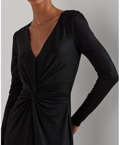 Women's Twist-Front Foil-Print Jersey Gown Black $99.00 Dresses