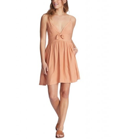 Juniors' Bright Light Smocked Tie Front Dress Tan/Beige $32.90 Dresses