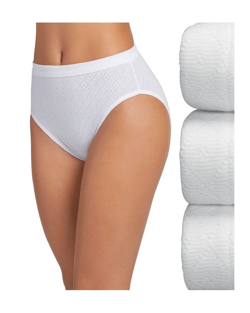 Elance Cotton French Cut Underwear 3-Pk 1541 Extended Sizes White $9.84 Panty