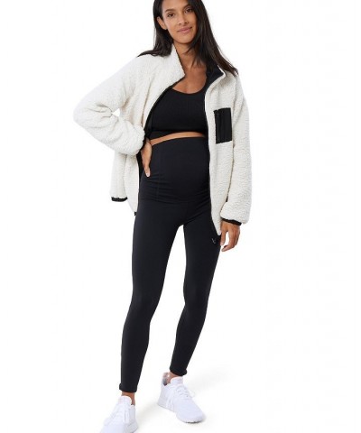 Women's Maternity Cozy Reversible Sherpa Jacket Natural/Black $63.20 Jackets