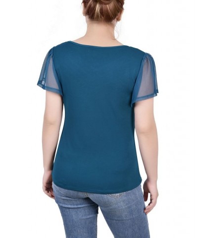 Women's Studded Top with Mesh Details Shaded Spruce $12.71 Tops