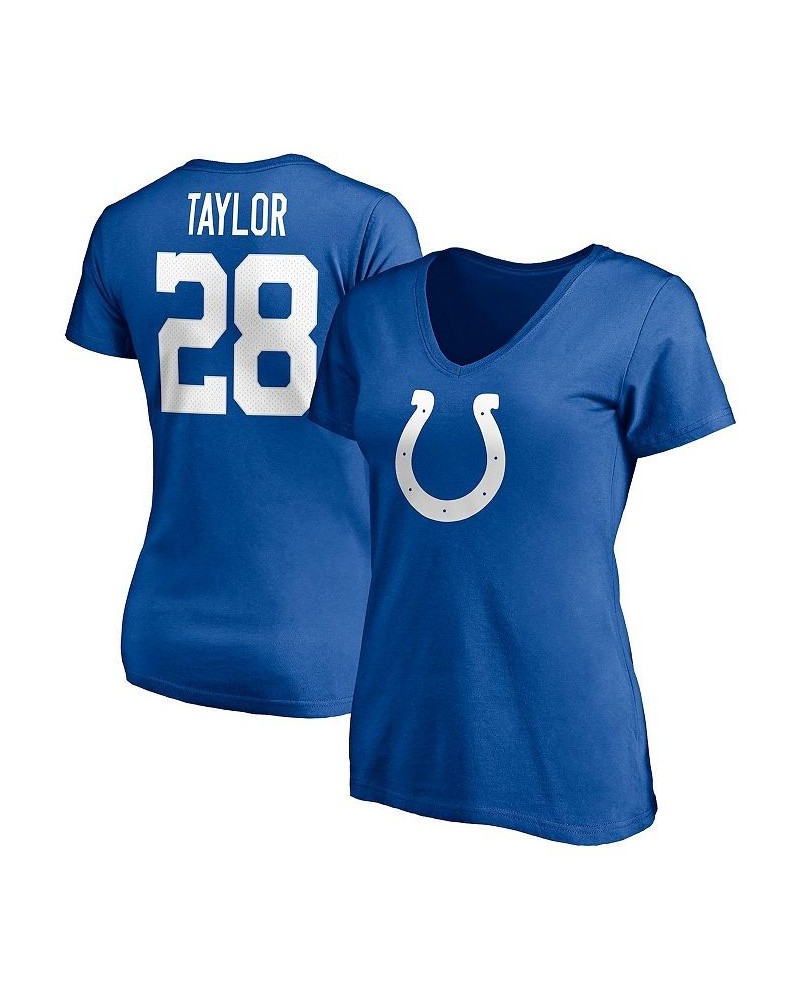 Women's Branded Jonathan Taylor Royal Indianapolis Colts Player Icon Name Number V-Neck T-shirt Royal $19.32 Tops