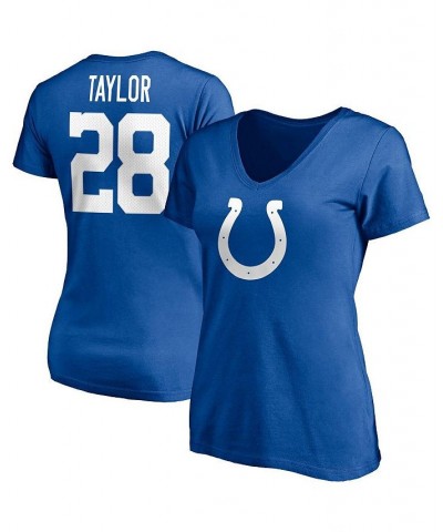 Women's Branded Jonathan Taylor Royal Indianapolis Colts Player Icon Name Number V-Neck T-shirt Royal $19.32 Tops