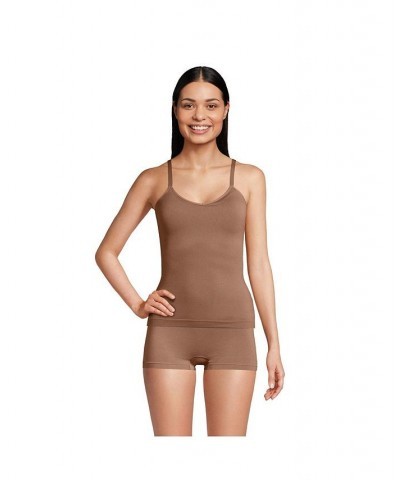 Women's Seamless Cami with Built in Bra Brown $27.86 Bras