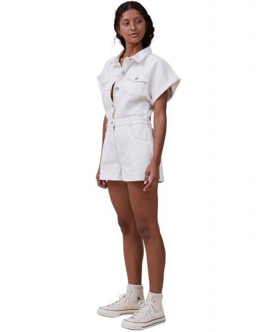 Women's Denim Playsuit White $32.00 Shorts