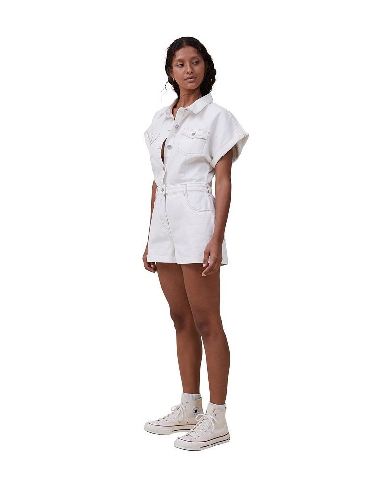 Women's Denim Playsuit White $32.00 Shorts