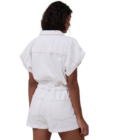 Women's Denim Playsuit White $32.00 Shorts