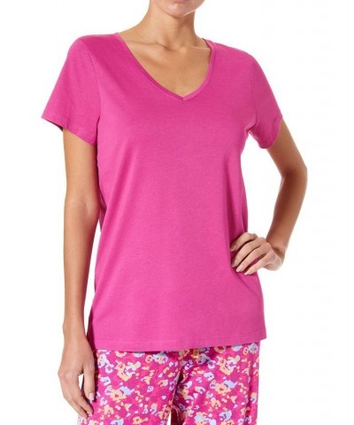 Women's Short-Sleeve V-Neck Sleep Tee Festival Fuchsia $17.11 Sleepwear