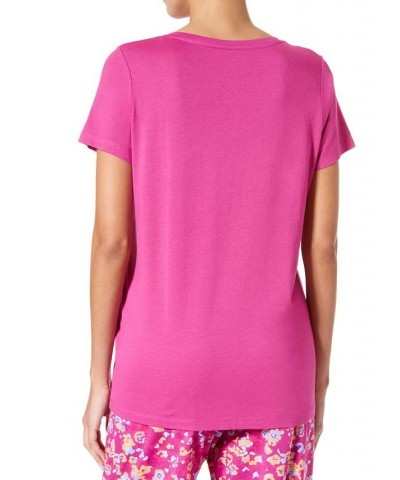 Women's Short-Sleeve V-Neck Sleep Tee Festival Fuchsia $17.11 Sleepwear