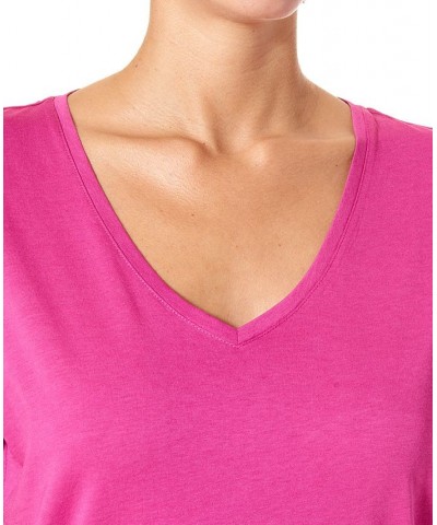 Women's Short-Sleeve V-Neck Sleep Tee Festival Fuchsia $17.11 Sleepwear