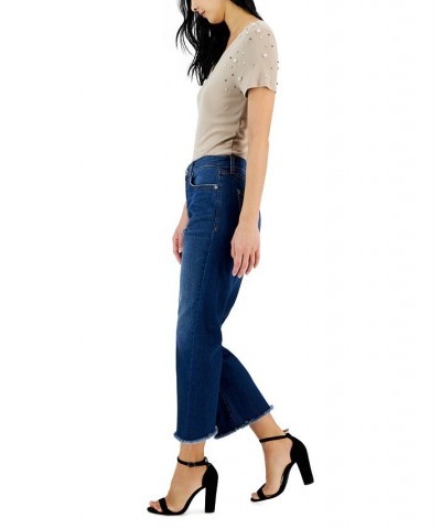 Women's Mid-Rise Cropped Flare-Leg Jeans Blue $22.50 Jeans