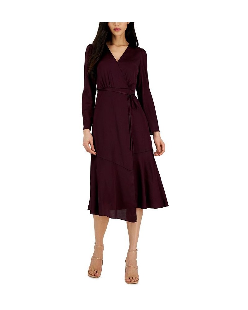 Women's V-Neck Faux-Wrap Dress Purple $30.52 Dresses
