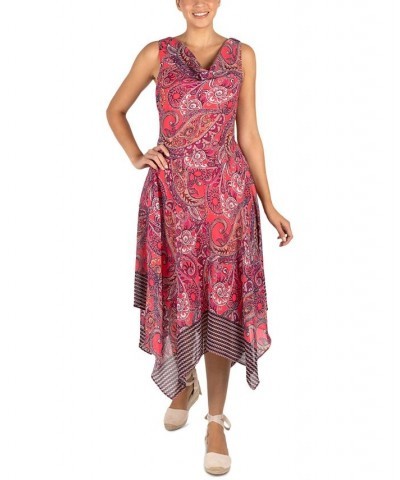 Women's Asymmetrical-Hem Paisley-Print Midi Dress Multi $47.17 Dresses