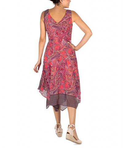 Women's Asymmetrical-Hem Paisley-Print Midi Dress Multi $47.17 Dresses