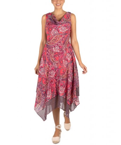 Women's Asymmetrical-Hem Paisley-Print Midi Dress Multi $47.17 Dresses