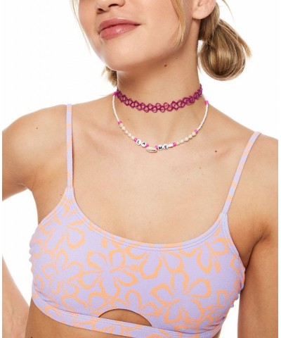 Juniors' Hawaiian Heat Printed Bralette Bikini Top Purple $30.72 Swimsuits