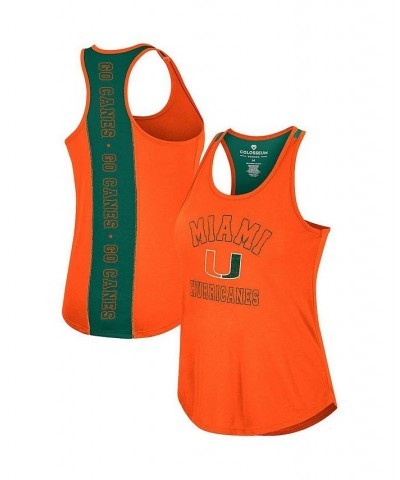 Women's Orange Miami Hurricanes 10 Days Racerback Scoop Neck Tank Top Orange $17.10 Tops