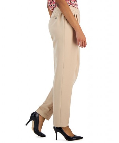 Women's Fly-Front High-Rise Pleated Pants Tan/Beige $35.39 Pants