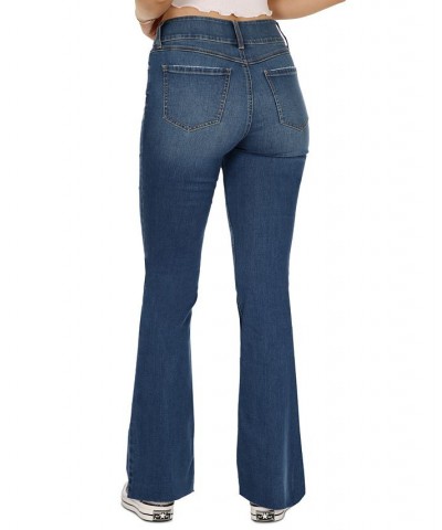 Juniors' High-Rise Raw-Hem Flare-Leg Jeans Dark Wash $14.57 Jeans