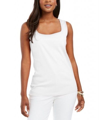 Square-Neck Cotton Tank Top Bright White $11.39 Tops