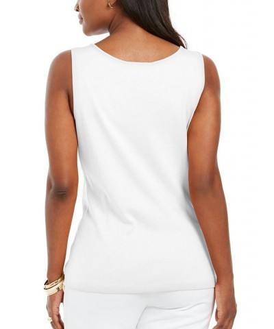 Square-Neck Cotton Tank Top Bright White $11.39 Tops