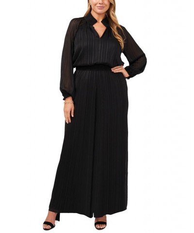 Plus Size Smocked-Waist Jumpsuit Black $52.32 Pants