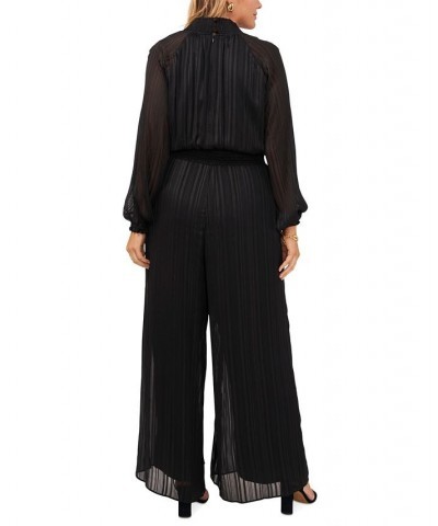 Plus Size Smocked-Waist Jumpsuit Black $52.32 Pants