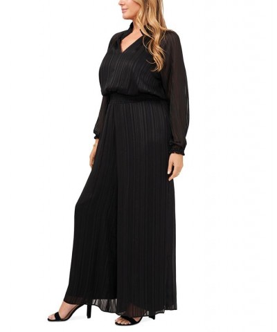 Plus Size Smocked-Waist Jumpsuit Black $52.32 Pants