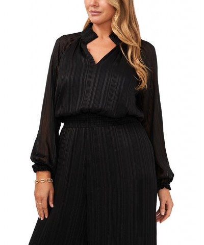 Plus Size Smocked-Waist Jumpsuit Black $52.32 Pants