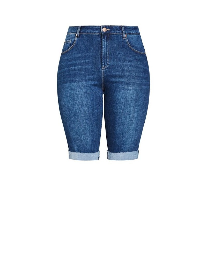 Trendy Plus Size Summer Denim Shorts Blue $32.39 Shorts