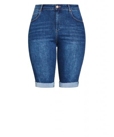 Trendy Plus Size Summer Denim Shorts Blue $32.39 Shorts