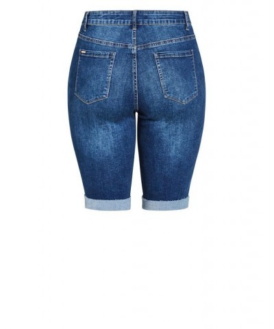 Trendy Plus Size Summer Denim Shorts Blue $32.39 Shorts