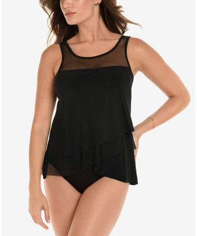 Illusionists Mirage Tiered Tankini Top Black $41.40 Swimsuits